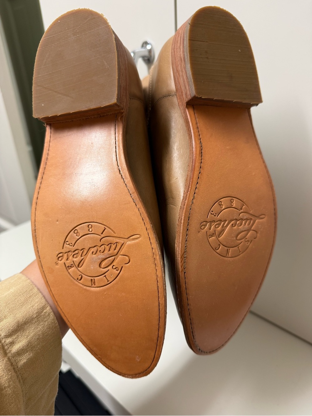 Lucchese Tall Shaft Cowboy Boots – Braided Detail – Tan/Camel Leather – Unworn - Picture 9 of 16